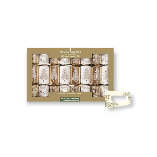 Picture of CHRISTMAS CRACKERS GOLD & WHITE TREE 12.5 INCH - 8 PACK
